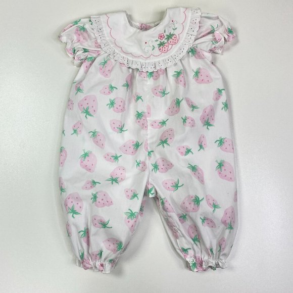 Vintage Other - Vintage Strawberry One Piece Embroidery Jumper EC